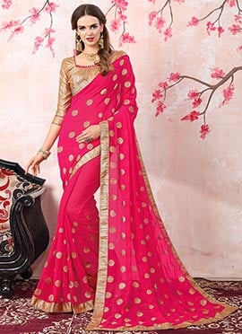 Pink Georgette Saree