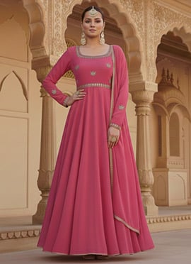 Pink Georgette Zari Sequins Anarkali Suit