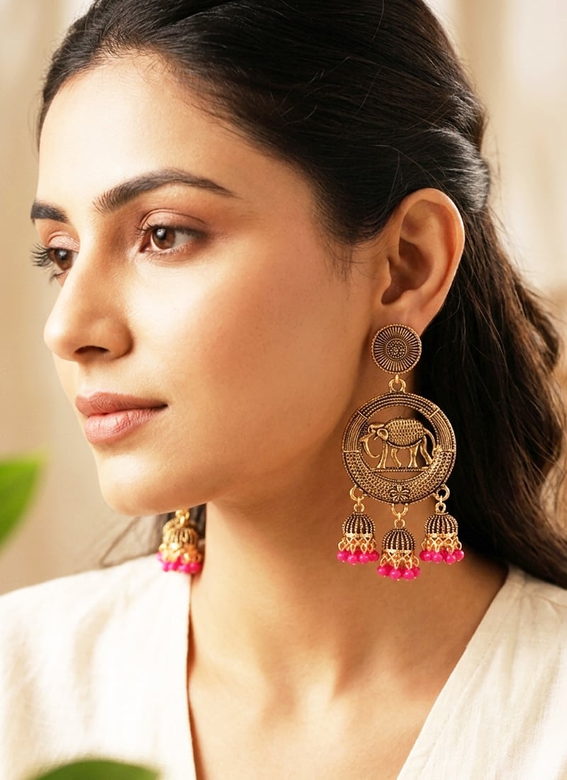 Pink Gold Plated Circular Drop Earrings After Six Wear