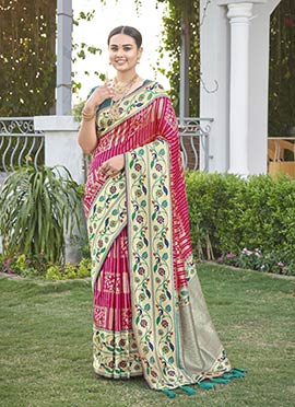 Pink Jacquard Banarasi Silk Saree