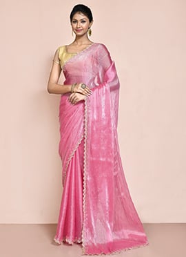 Pink Organza Hand Work Timeless Saree