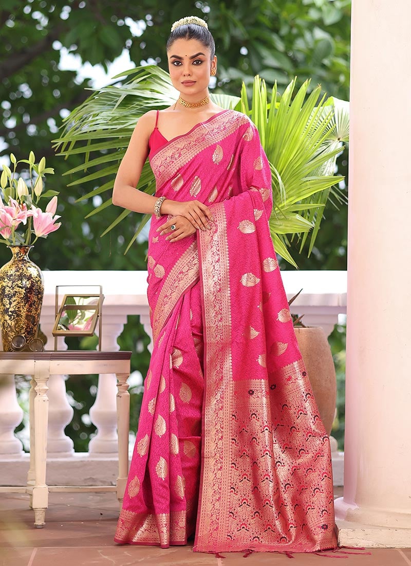 Pink Kanjivaram Silk Zari Saree After Six Wear