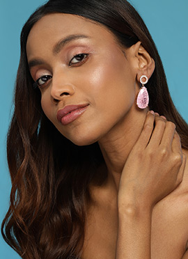 Pink Kundan Adorned Danglers