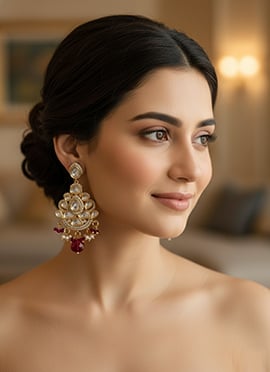 Pink Kundan And Stones Beads Danglers