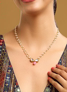 Pink Kundan Beaded Dual Layer Necklace