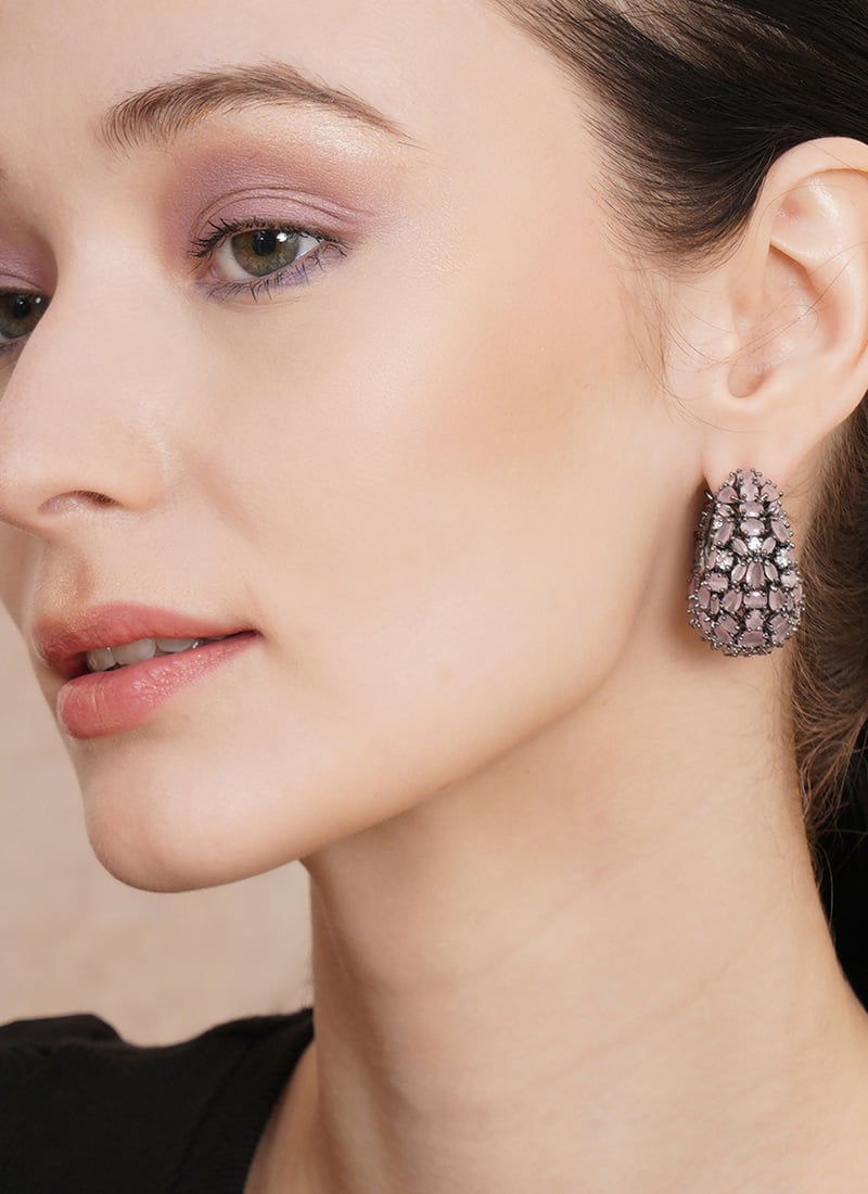 Pink Kundan Hoops Festive Wear