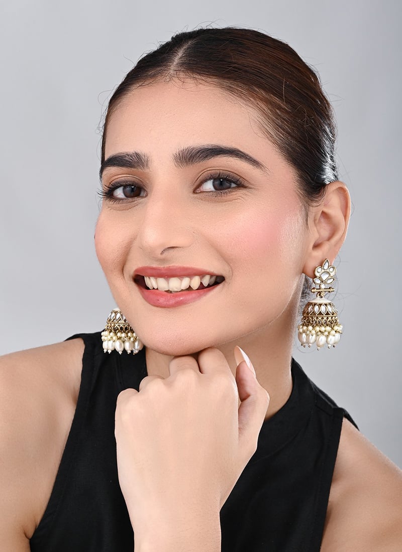 Pink Kundan Meenakari Jhumka Earrings After Six Wear