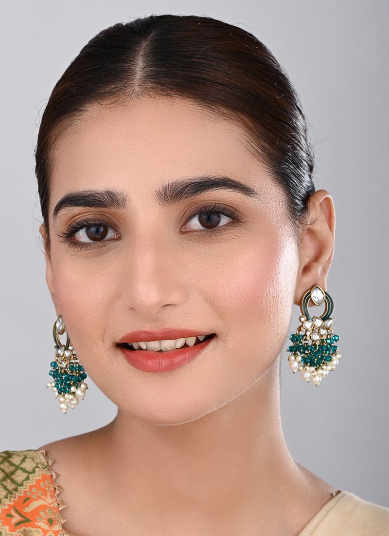 Pink Kundan Meenakari Pearl Dangler Earrings After Six Wear