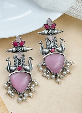 Pink Kundan Motif Statement Stunning Dangler Earrings