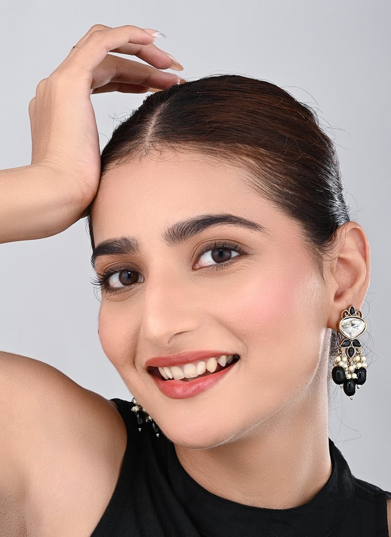 Pink Kundan Pearl Dangler Earrings After Six Wear