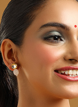 Pink Kundan Pearl Drops