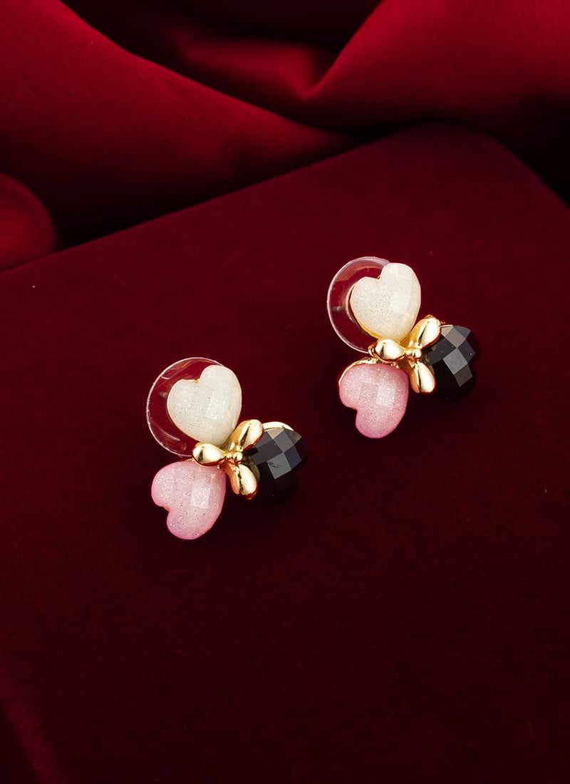 Pink Kundan Studs After Six Wear