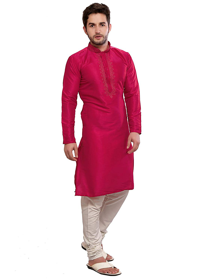 Pink Kurta Pyjama Party Wear