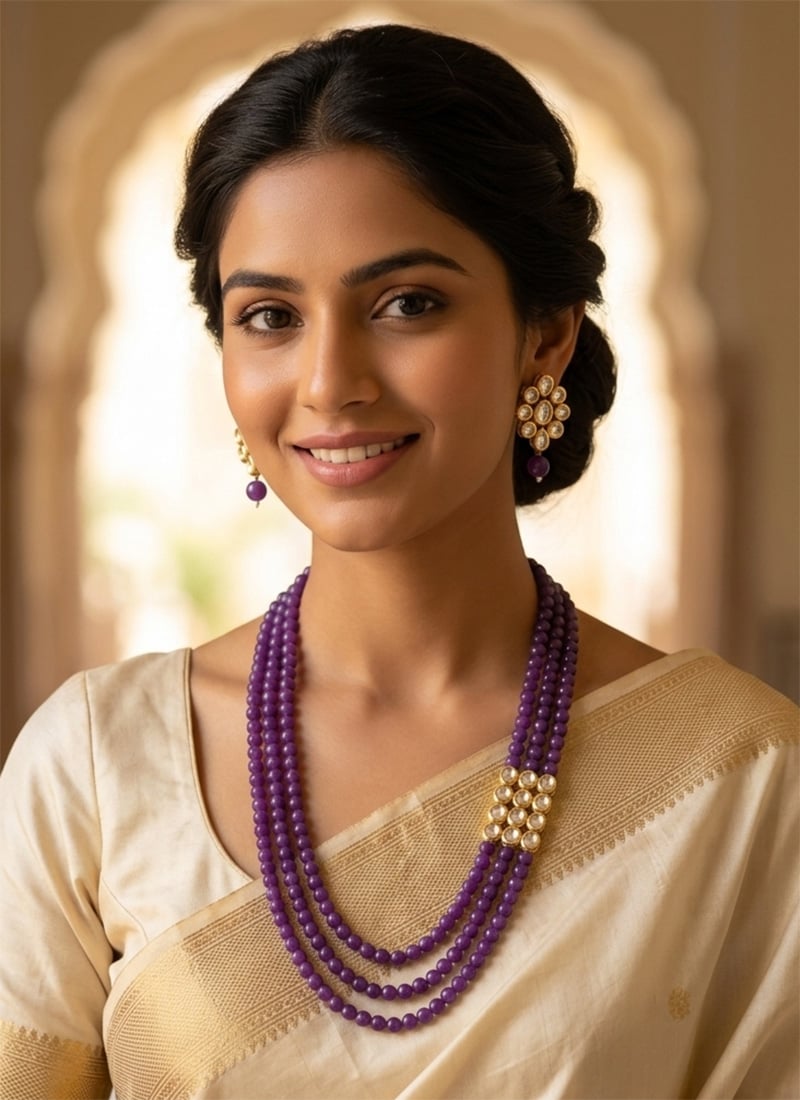Pink Layered Kundan Necklace Set After Six Wear