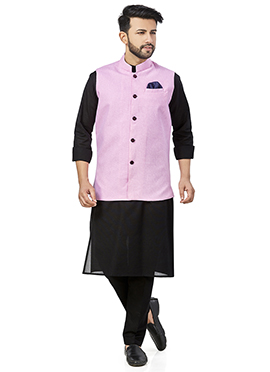 Pink Linen Blend Bandi Set