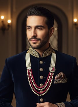 Pink Moti Men Necklace