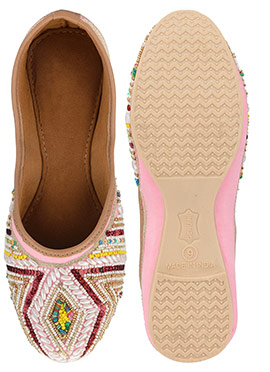 Pink Moti With Sequins Juti