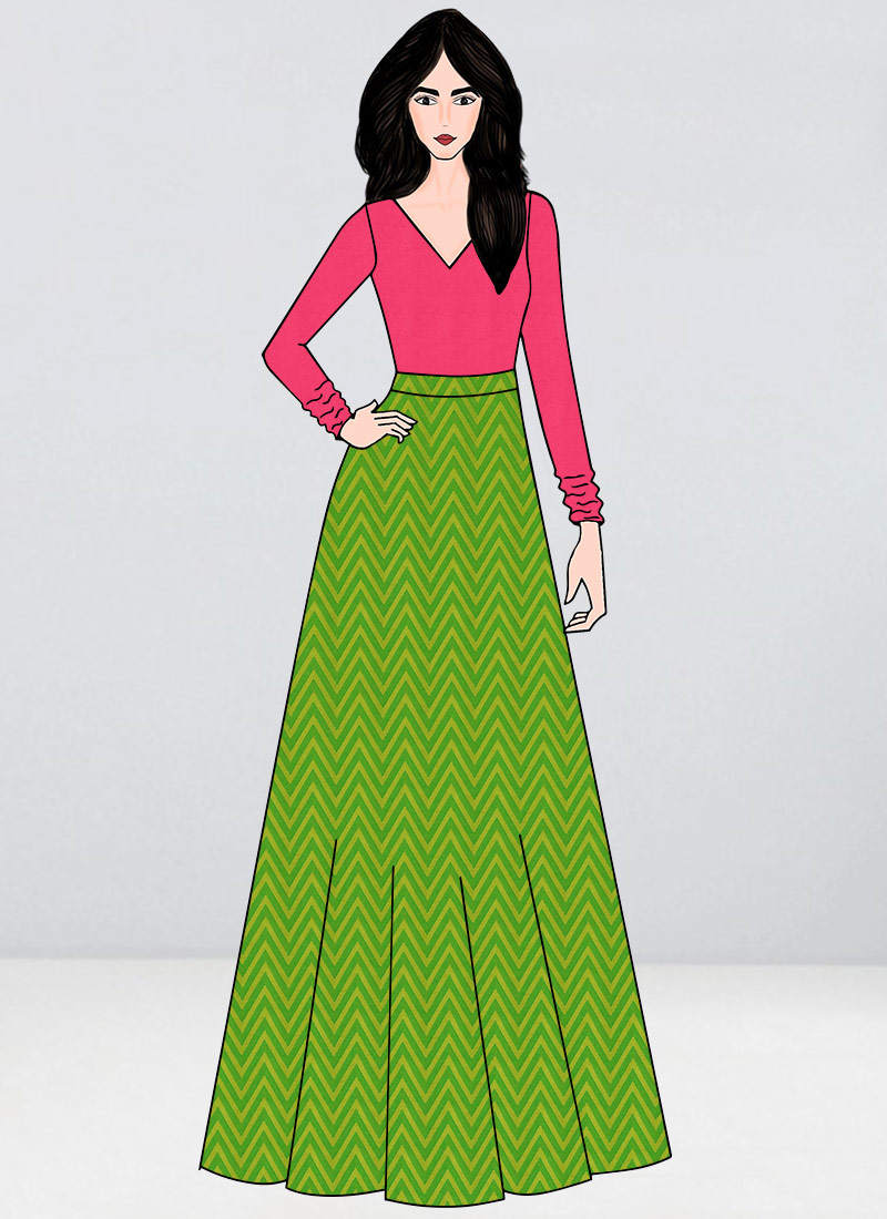 Shop Pink N Green Floor Length Gown Made to Measure dress for women