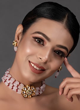 Pink N Maroon Choker Set With Earrings