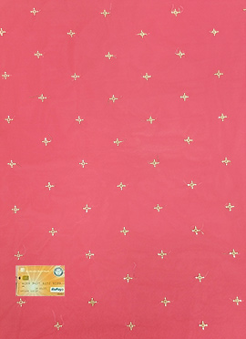 Pink Net Embroidered Fabric