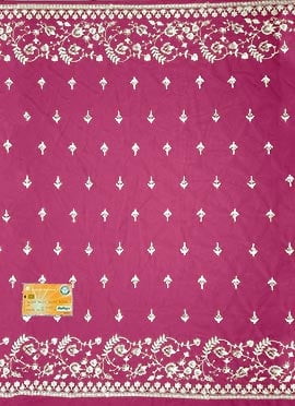 Pink Net Embroidered Fabric