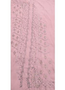 Pink Organza Embroidered Fabric