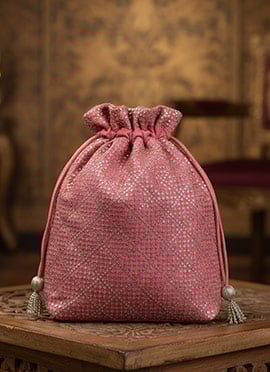 Pink Organza Embroidered Potli