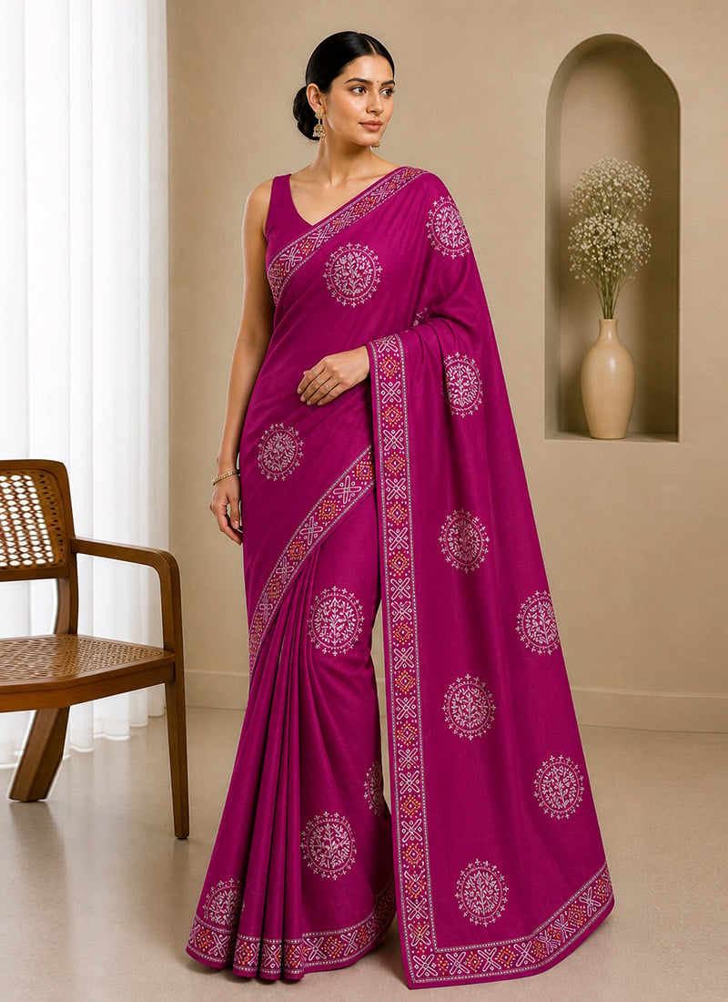 Pink Organza Embroidered Saree After Six Wear