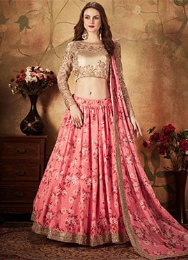 Pink Organza Umbrella Lehenga