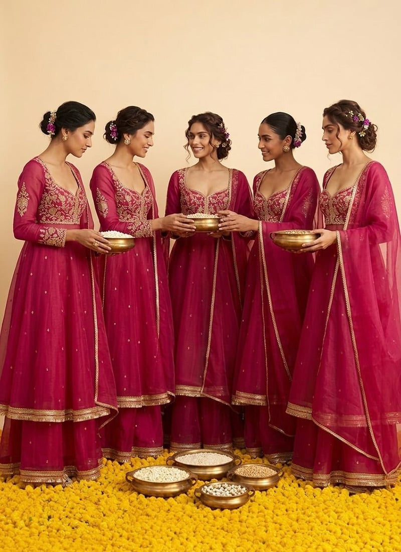Pink Organza Zari Sequins Embroidered Anarkali Suit Festive Wear