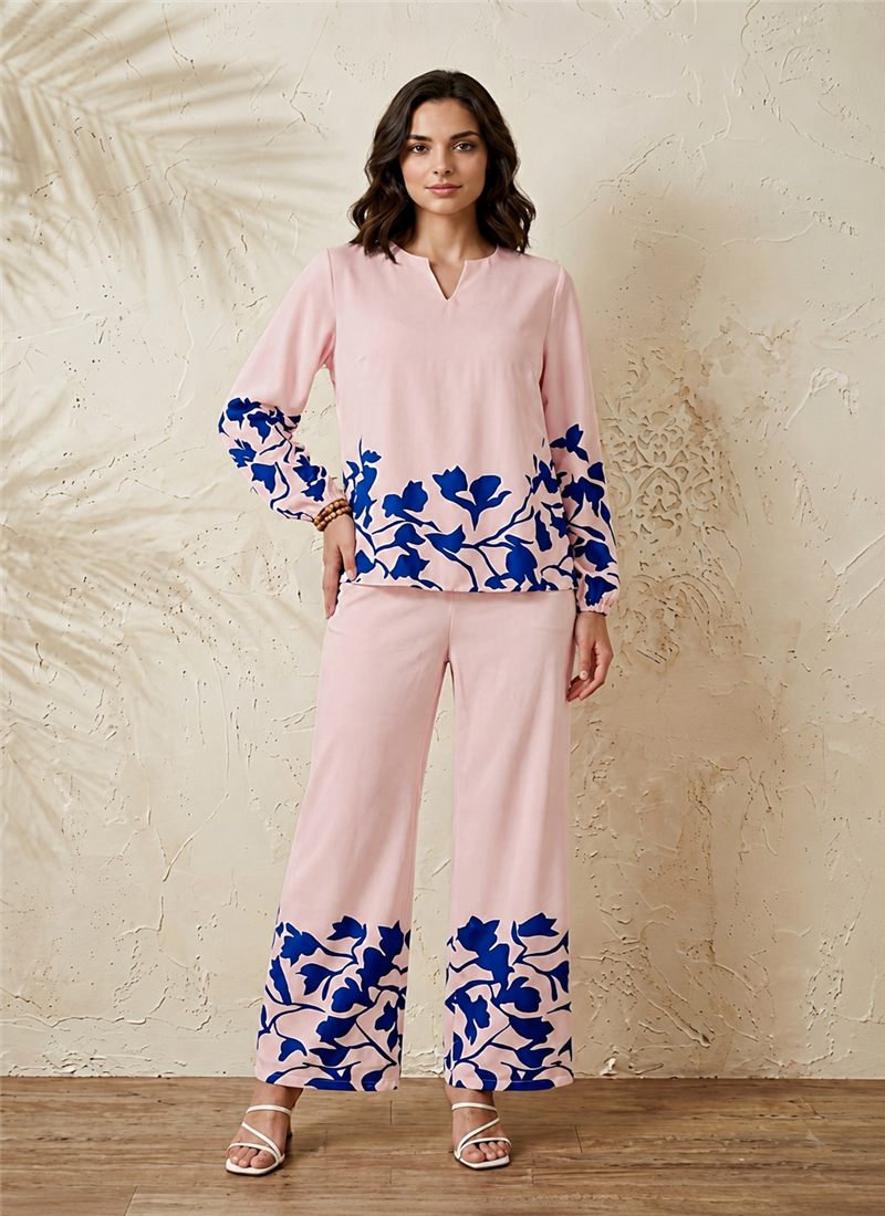 Pink Printed Cotton Co Ord Set After Six Wear