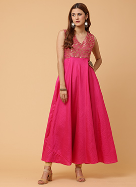 Pink Pure Silk Jacquard Dress Sophisticated Glamour