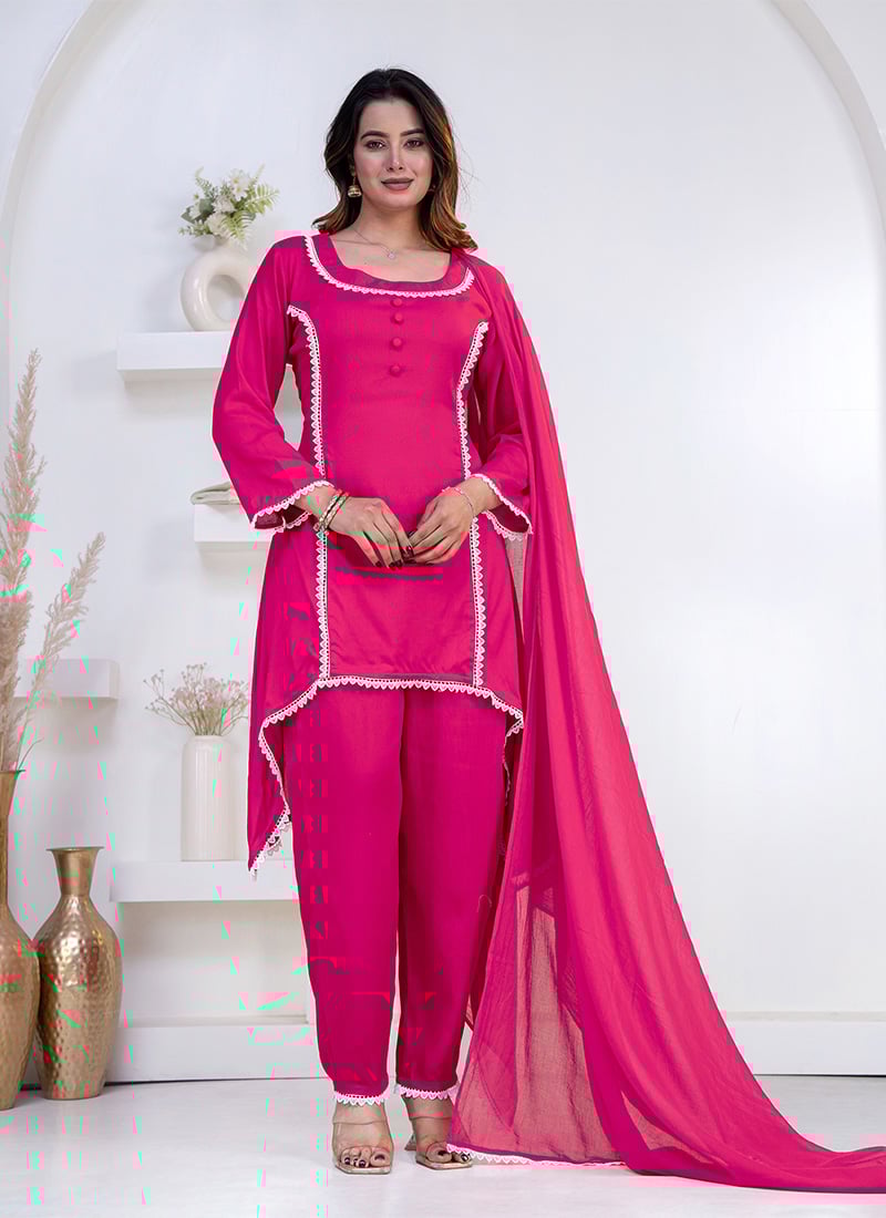 Pink Rayon Straight Pant Suit After Six Wear