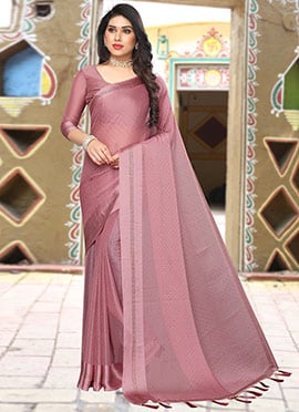 Pink Satin Chiffon Saree