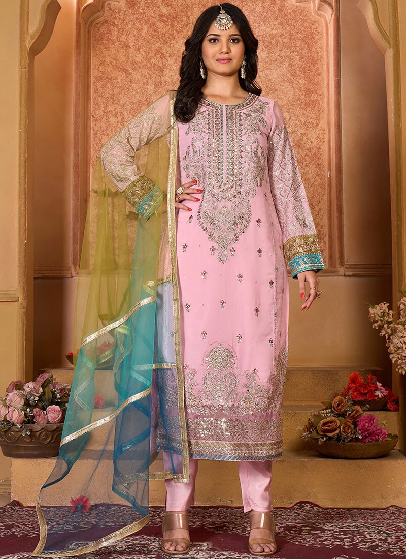 Pink Sequins Embroidered Pakistani Suit Party Wear