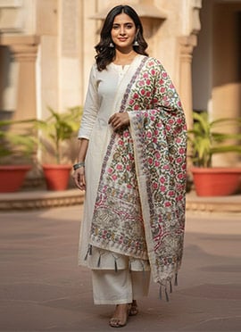 Pink Silk Digital Print Dupatta