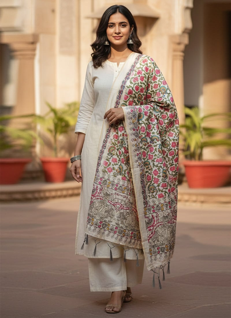 Pink Silk Digital Print Dupatta After Six Wear