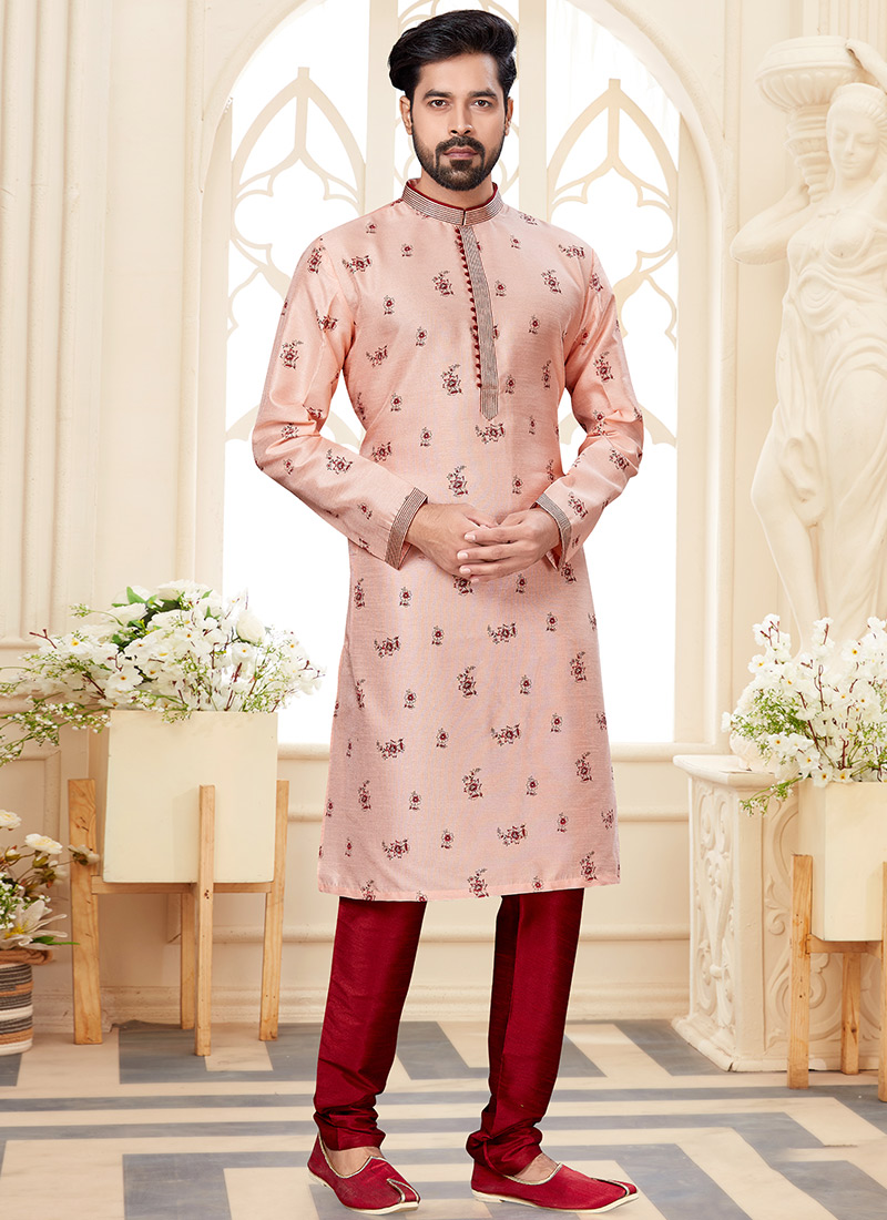 Pink Silk Dupion Kurta Pyjama Party Wear