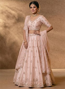 Pink Silk Embroidered Classy Lehenga