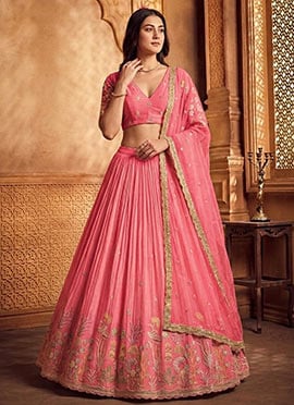 Pink Silk Embroidered Regal Lehenga
