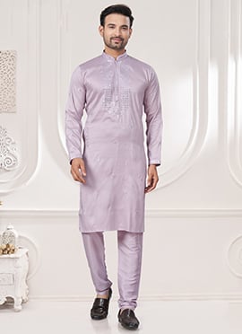 Pink Silk Embroidered Sequins Kurta Pyjama