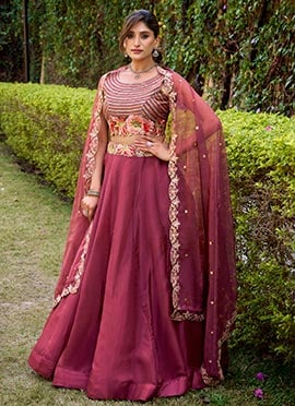 Pink Silk Embroidered Sequins Lehenga