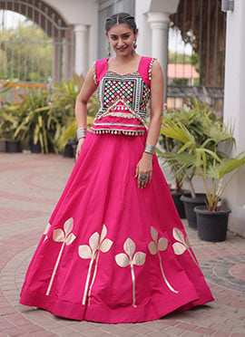 Pink Silk Gota Mirror Work Gamthi Work Navratri Garba Set