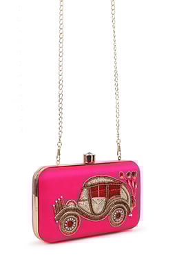 Pink Silk Hand Work Clutch