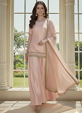 Pink Silk Palazzo Suit
