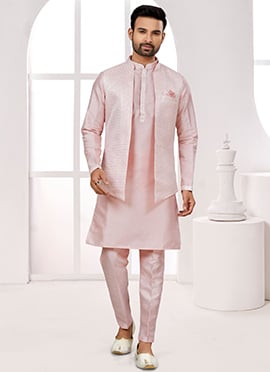 Pink Silk Thread Sequins Bandi Set