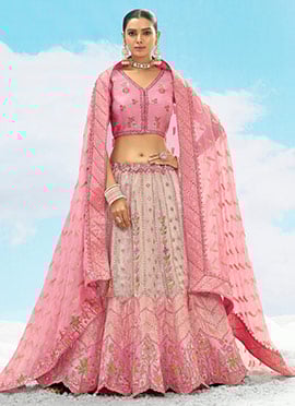 Pink Silk Zari Embroidered Sequins Gorgeous Lehenga