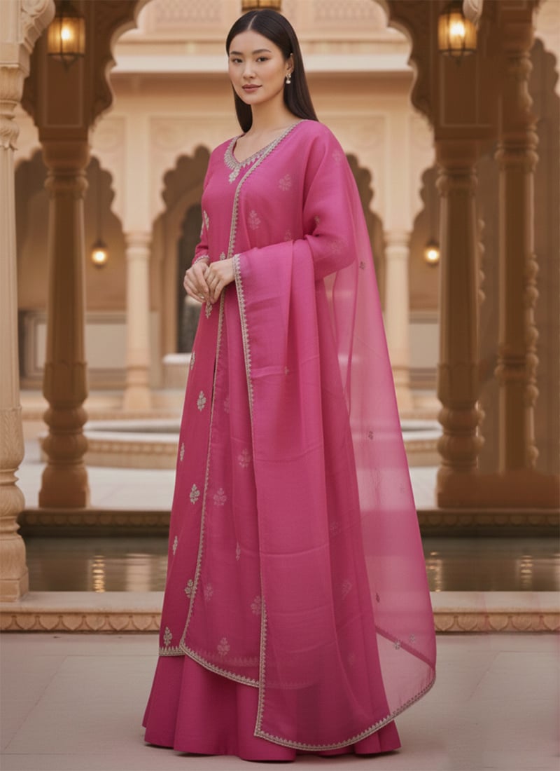 Pink Silk Zari Sequins A Line Lehenga Festive Wear