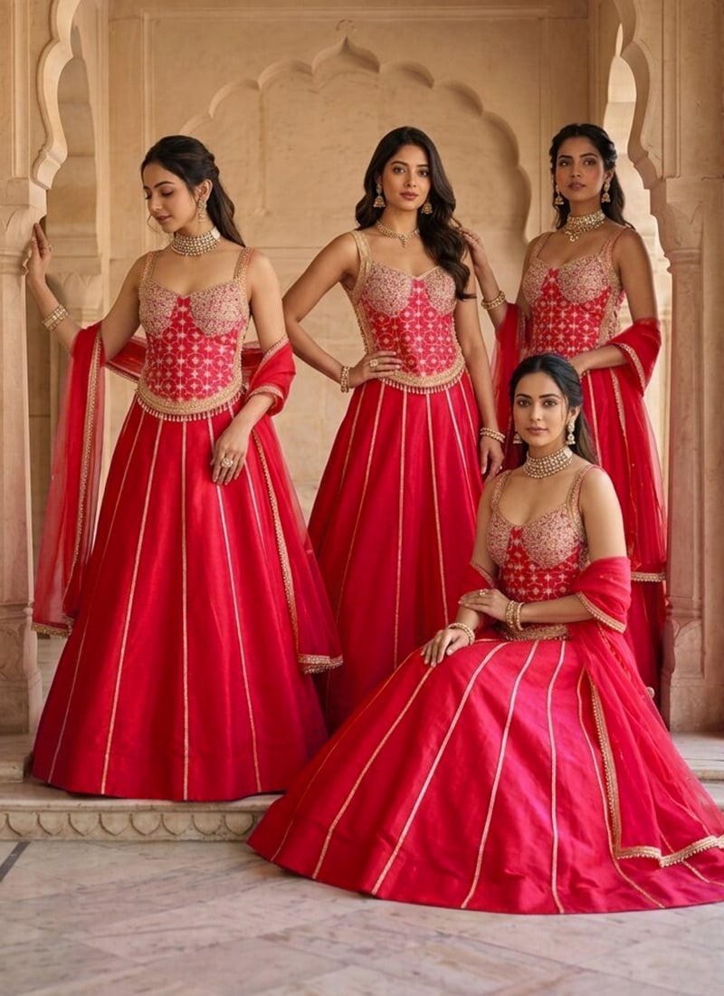 Pink Silk Zari Sequins Lehenga Wedding Wear