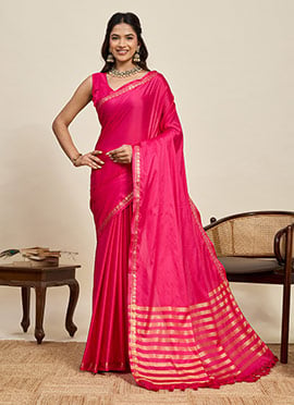 Pink Silk Zari Woven Saree